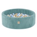 Pallimeri , sinine, ümmargune, esmaklassiline velvetist, 90x30, 200 palli: pärl, helesinine, kuld
