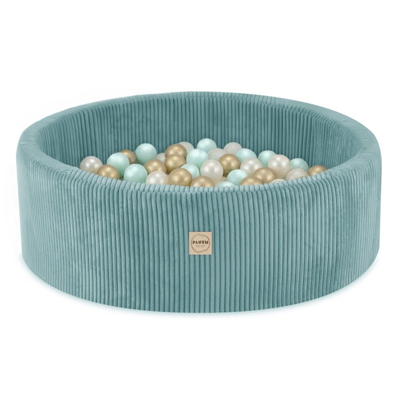 Pallimeri, sinine, ümmargune, esmaklassiline velvet, 90x30, 200 palli: pärl, piparmünt, kuld