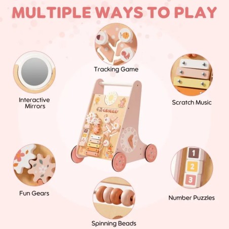 Puidust laste käimistugi, roosa