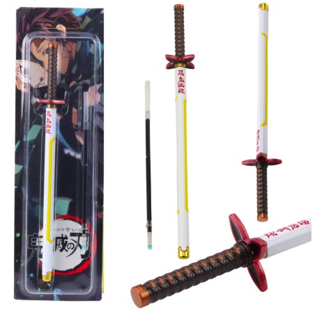 Valge-kollane metallist anime-katana pastapliiats
