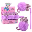 Lilla pom-pomiga sinise tindiga geelpliiats 17 cm