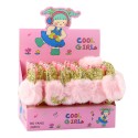 Roosa geelpliiats pomponiga, sinine tint 17 cm