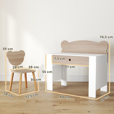 Karukujuline laste kirjutuslaua ja tooli komplekt
