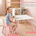 Roosa-valge laste laud 2 tooliga