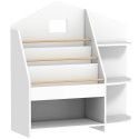 Valge laste riiul 7 riiuliga raamatute ja mänguasjade hoidmiseks