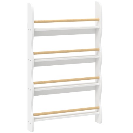 Montessori laste seinariiul 4 riiuliga ja ümberminekukaitsega, 60 × 10 × 98 cm, valge