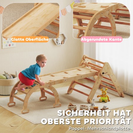 Kokkupandav laste 7-ühes ronimisraam liumäe ja ronimisseinaga