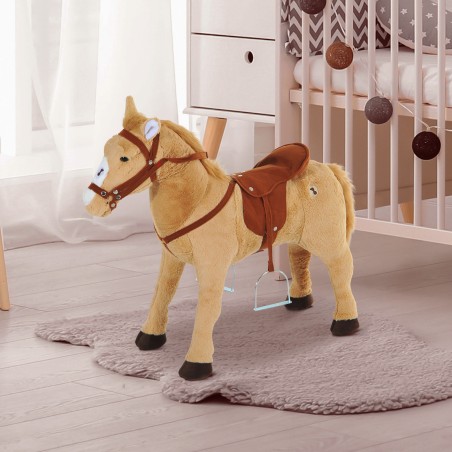 60 cm plüüsist kiikhobune sadula ja helidega, alates 2-aastastele, beež