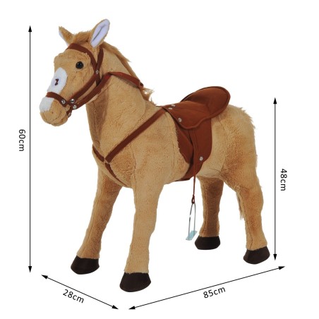 60 cm plüüsist kiikhobune sadula ja helidega, alates 2-aastastele, beež
