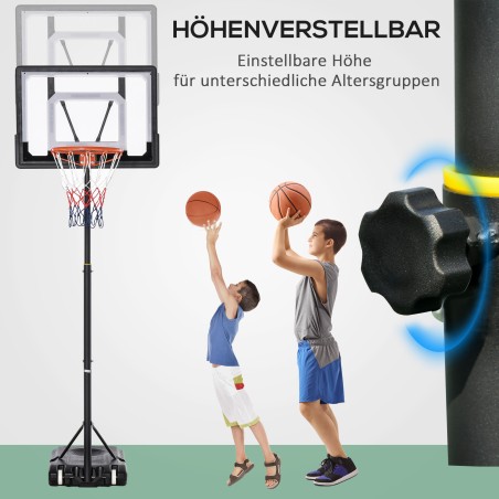 Ratastel reguleeritava kõrgusega korvpallikorv 156–210 cm