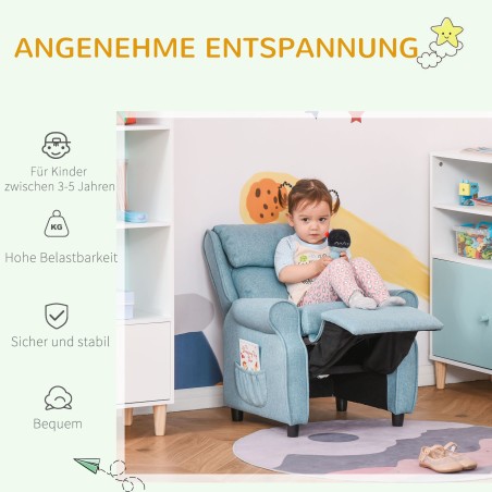 Sinine laste tugitool jalatoe ja reguleeritava seljatoega