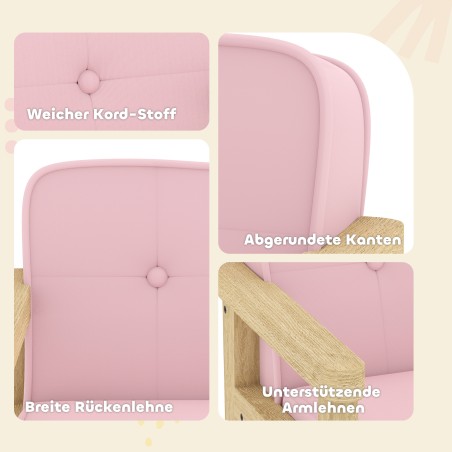 Roosa laste tugitool puidust jalgadega