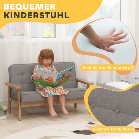 Polsterdatud sametise välimusega laste diivan, puitraamil, hall