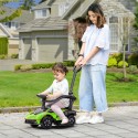 Roheline 2-in-1 laste tõukeauto lükkesangaga