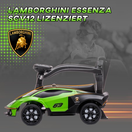 Roheline 2-in-1 laste tõukeauto lükkesangaga