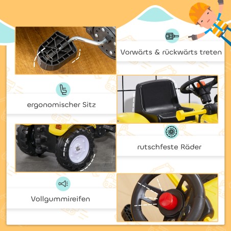 Laste pedaalidega rataslaadur liigutatava kopaga