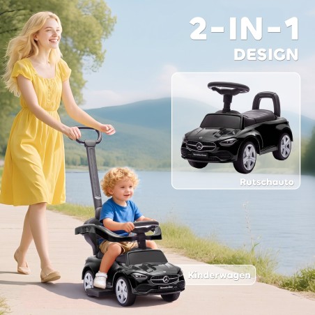 2-in-1 laste tõukeauto lükkesanga ja turvapiirdega