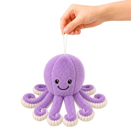 Lilla pehme kaheksajalg elastsete kombitsatega, 30 cm
