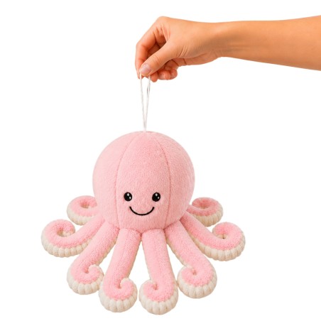 Roosa pehme kaheksajalg elastsete kombitsatega 30 cm