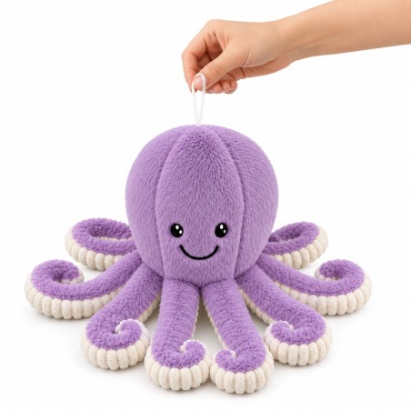 Lilla pehme kaheksajala kaisukas 50 cm