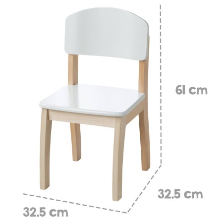 Lastetool seljatoega, värvitud valgeks, istme kõrgus 31,5 cm
