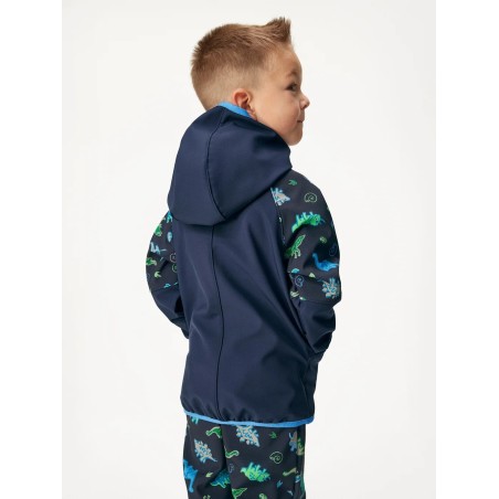Laste softshell jope fliisvoodriga Slim, tumesinine-dino