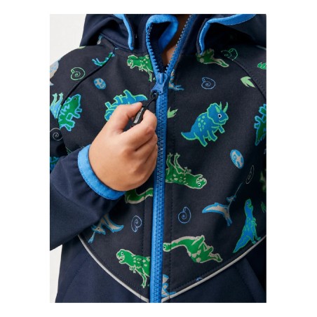 Laste softshell jope fliisvoodriga Slim, tumesinine-dino