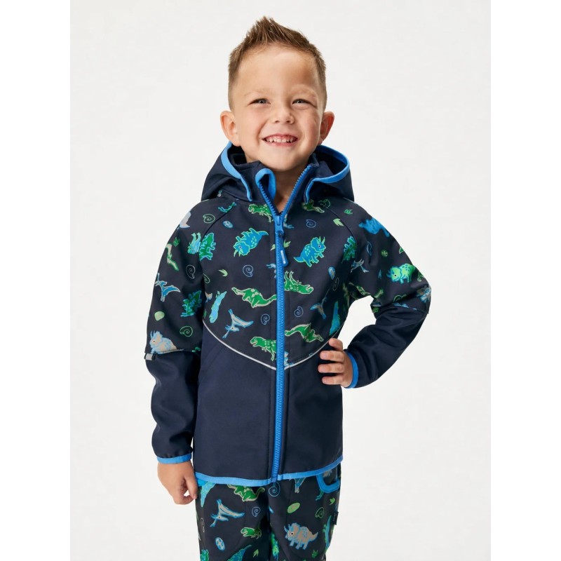 Laste softshell jope fliisvoodriga Slim, tumesinine-dino