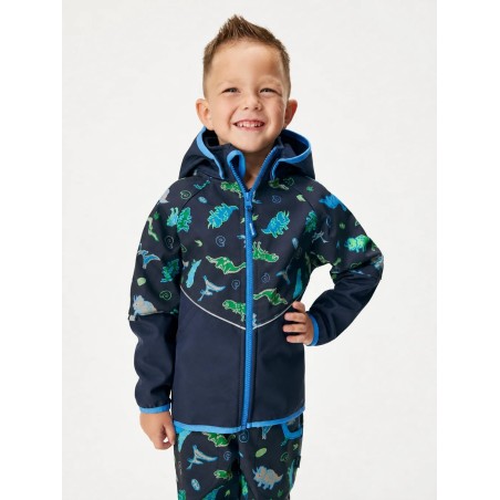 Laste softshell jope fliisvoodriga Slim, tumesinine-dino