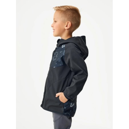 Laste softshell jope fliisvoodriga Basic, must/planeedid