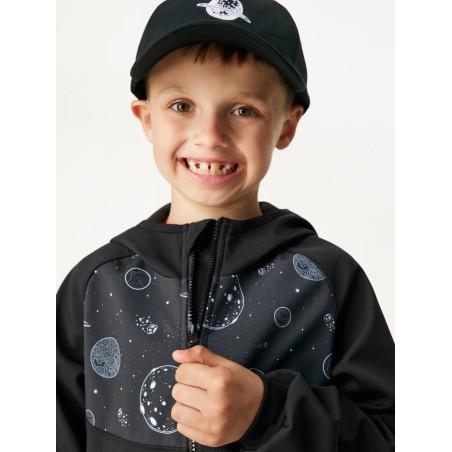 Laste softshell jope fliisvoodriga Basic, must/planeedid