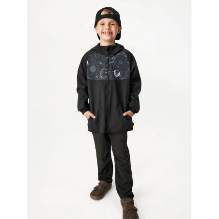 Laste softshell jope fliisvoodriga Basic, must/planeedid