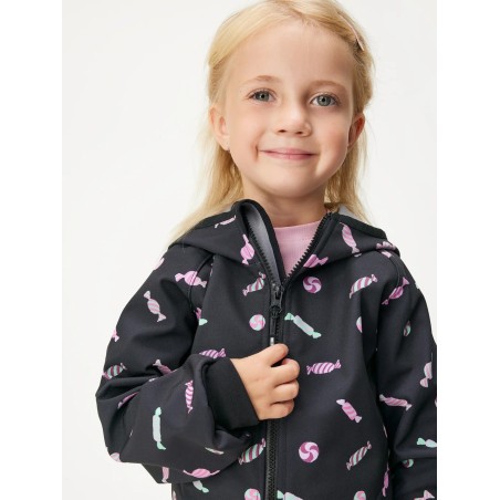 Laste softshell jope fliisvoodriga Basic, must-bonbons