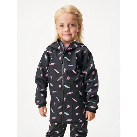 Laste softshell jope fliisvoodriga Basic, must-bonbons