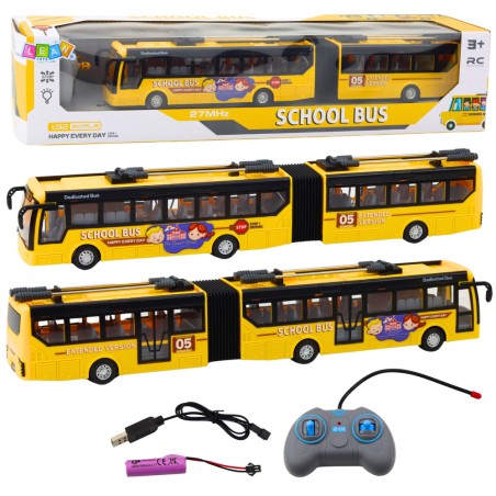 Kollane kaugjuhitav liigendiga koolitrollibuss 1:32
