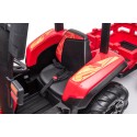 Punane akutraktor lastele – 2 × 200 W ja 24 V aku