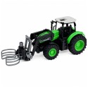 Roheline RC-traktor pallihaaratsi ja LED-tuledega 1:24