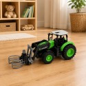 Roheline RC-traktor pallihaaratsi ja LED-tuledega 1:24
