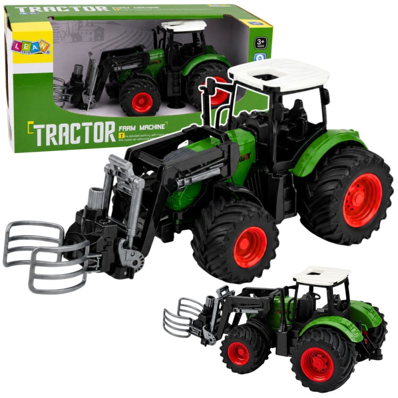 Roheline põllutraktor pallihaaratsiga 1:24