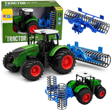Roheline põllutraktor rulliga 1:24