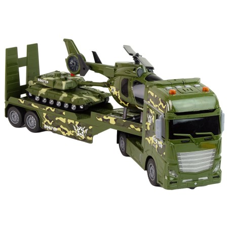 Sõjaline mängukomplekt tanki, helikopteri ja veoautoga