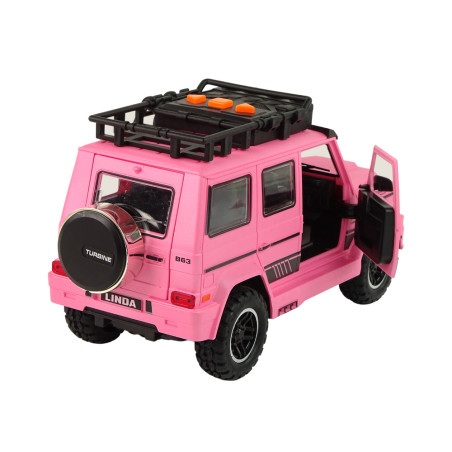 Roosa maastikuauto V12 Turbiin helide ja tuledega