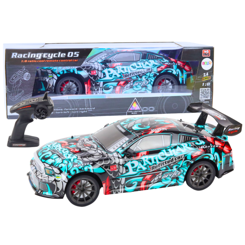 Kaugjuhitav RC-sportauto 1:8 tulede ja helidega