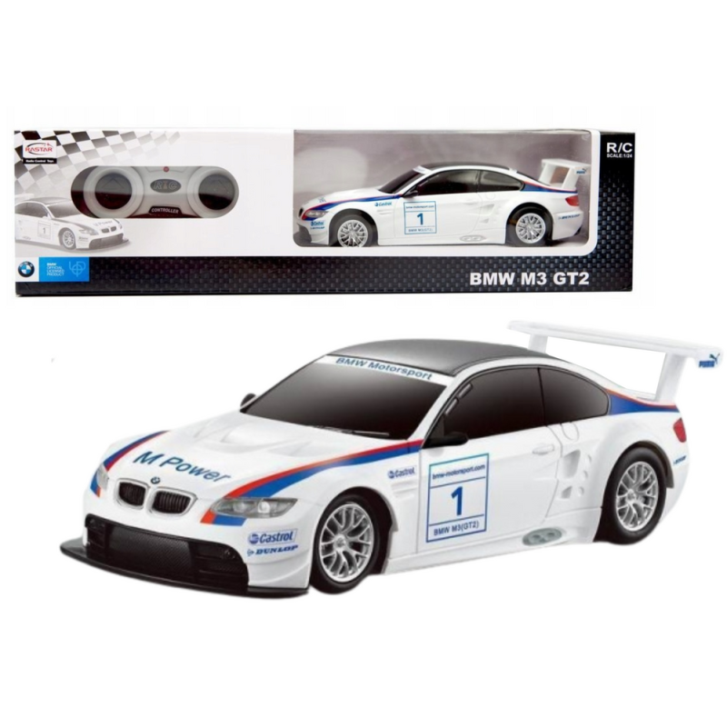 BMW M3 GT2 kaugjuhitav sportauto 1:24 – valge
