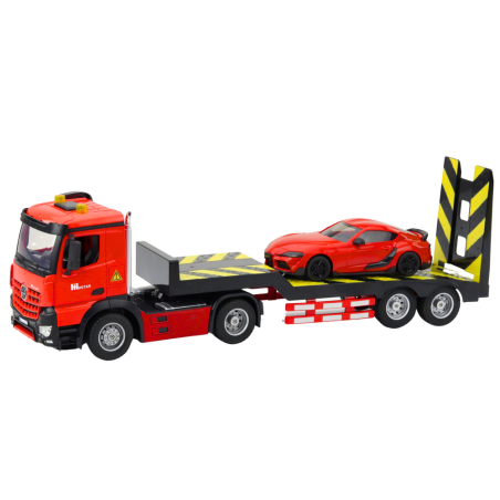 Punane kaugjuhitav autotranspordikomplekt sportautoga 1:16