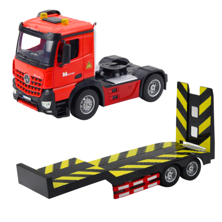 Punane kaugjuhitav autotranspordikomplekt sportautoga 1:16