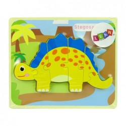 Puidust pusle dinosaurus Stegosaurus Kollane