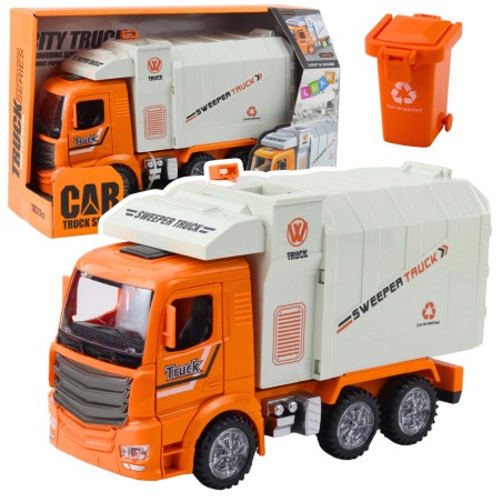 Oranž linna prügiauto tulede ja helidega