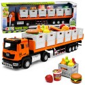 Oranž toiduveoauto 1:40 haagise ja mängutoitudega