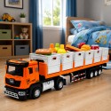 Oranž toiduveoauto 1:40 haagise ja mängutoitudega